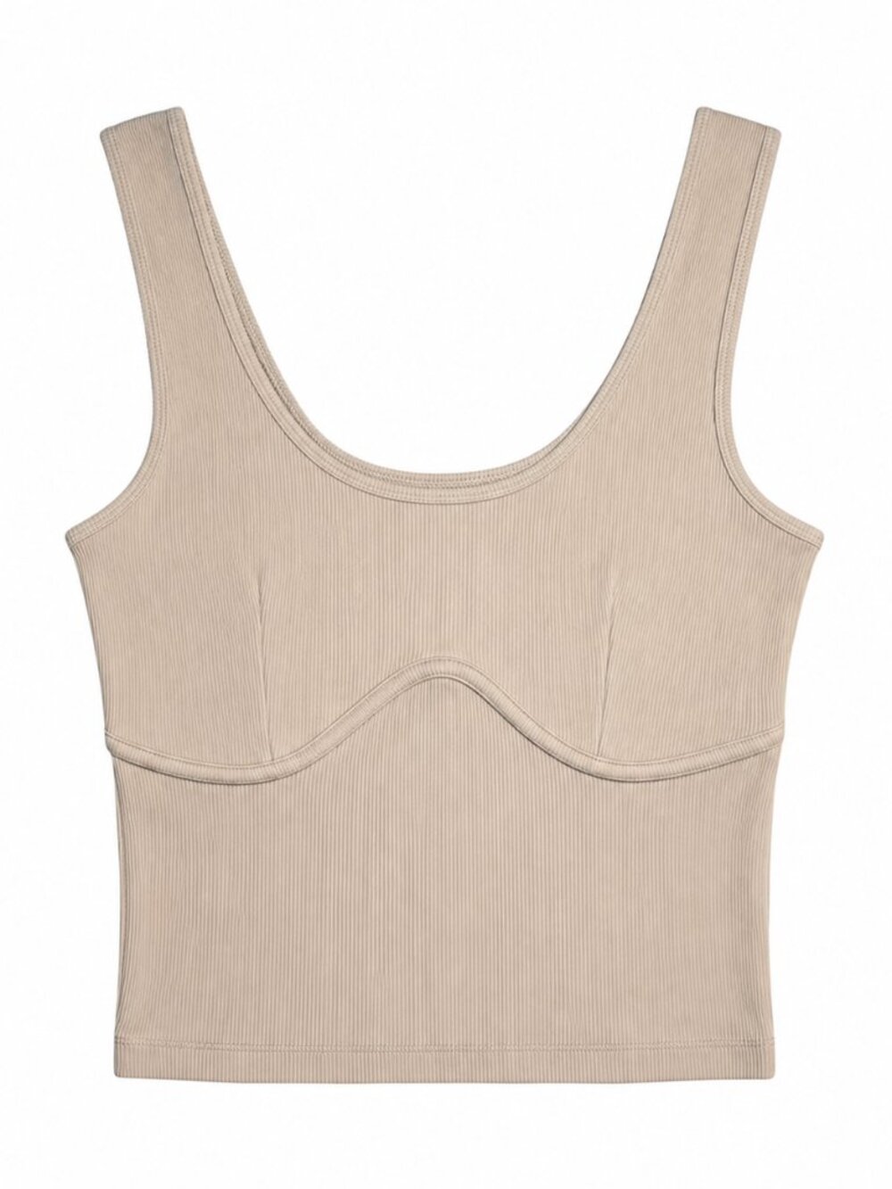 Dynamite Ribbed Scoop Neck Tank Top – Oatmeal – XS (Fits Like S)